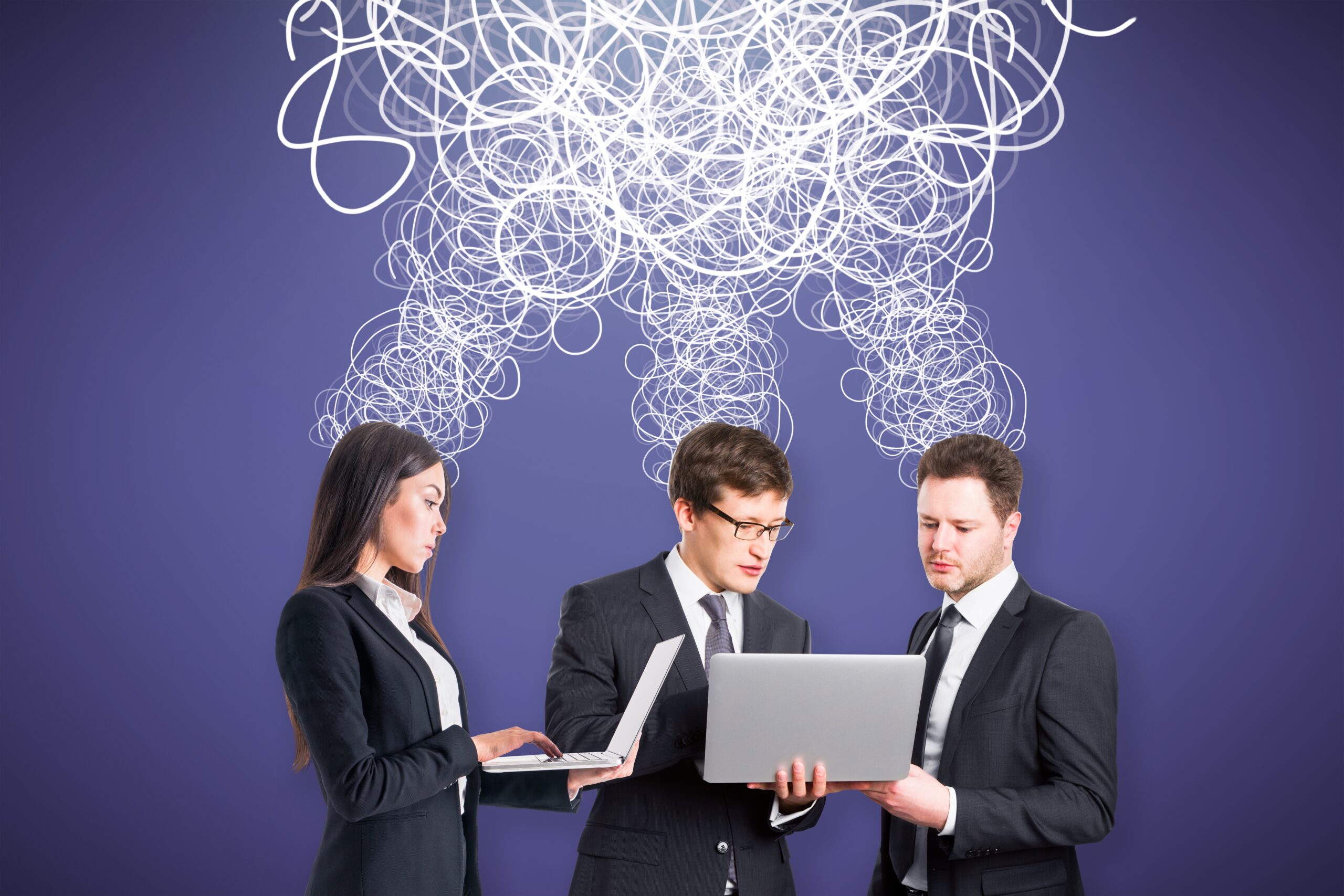 A team analyzing complicated customer retention strategies